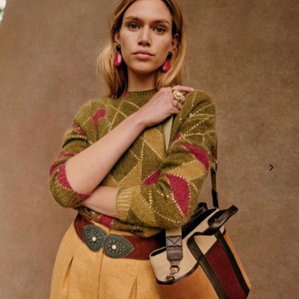 Sézane || mohair blend argyle sweater || size small